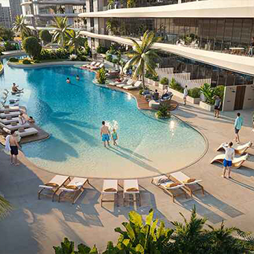 One Sky Park – resortstijl zwembad met palmbomen
